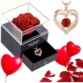    Regalo di San Valentino Collana con Rosa Eterna in Vetro per la Donna Fiore