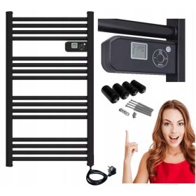    RADIATORE BAGNO ELETTRICO RADIATORE NERO 500W LCD ECO TERMOSTATO