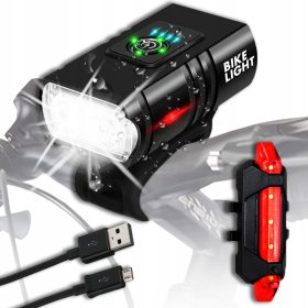    Retoo illuminazione bici Luce bici led anteriore 1600 lumen potente + batteria posteriore 1600 lm