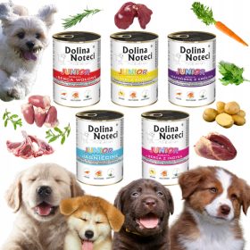    Dolina Noteci Junior alimento umido per cani per cuccioli, agnello, 400g