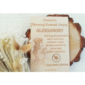    Biglietto d'auguri, busta in legno per comunione, santa comunione, souvenir