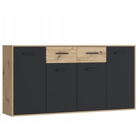    Cassettiera Furniture Design JAKKI241M7 163 x 35 x 88 cm nero, rovere artigianale