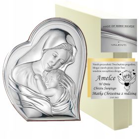    QUADRO IN ARGENTO MADRE DI DIO PER INCISIONE MATRIMONIO BATTESIMO SOUVENIR E COMUNIONE