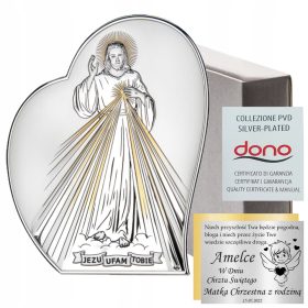    QUADRO IN ARGENTO GESÙ CONFIDO IN TE ANNIVERSARIO DI MATRIMONIO COMUNIONE CRESIMA