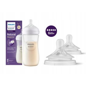    AVENT Natural Response Biberon SCY906/01 330 ml + Philips Avent Natural SCY965/02 tettarelle in silicone 2 pezzi