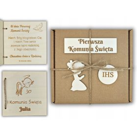    Scatola ricordo Prima Comunione + bigliettino in legno + personalizzazione
