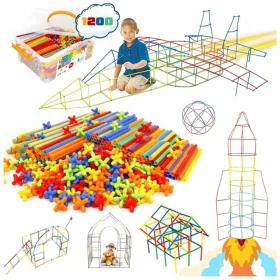    SET CREATIVO Costruzioni Blocchi Cannucce Tubi Bastoncini Box 1200 pz