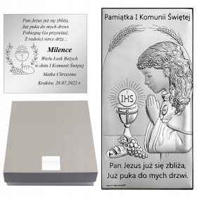    QUADRO IN ARGENTO SOUVENIRE DELLA SANTA COMUNIONE PER UN RAGAZZO