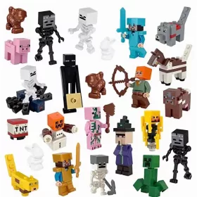    Mini BLOCCHI MINECRAFT PERSONE FIGURINE 24 pezzi + ACCESSORI