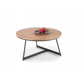    Tavolino Halmar Karida rotondo 80 x 80 x 41 cm nero, rovere naturale