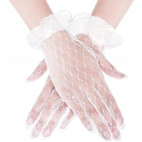    Guanti da Comunione in pizzo per ragazze, Santa Comunione, Bianco