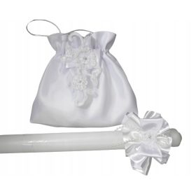    Borsa per Comunione con fondo dritto e laccio + tappo salvagoccia per cero da comunione