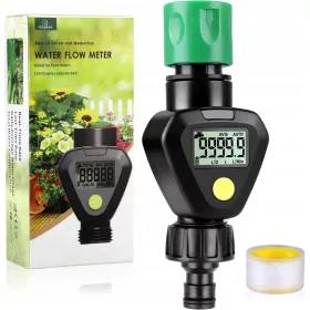    MISURATORE DI PORTATA PER TUBO GIARDINO CONTATORE ACQUA 8 BAR IP54 RACCORDO NIPPLO 3/4"