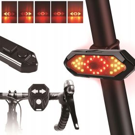    LAMPADA POSTERIORE PER BICICLETTA, INDICATORE DI DIREZIONE BICI, SEGNALE USB + TELECOMANDO