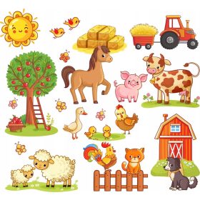  Adesivi murali ANIMALI FATTORIA CAMPAGNA 50x100cm FM2