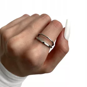    Anello in acciaio chirurgico, argento, doppia fascia sottile