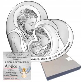    Quadro in argento con incisione regalo di nozze della Sacra Famiglia