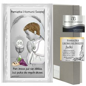    QUADRO IN ARGENTO PRIMA SANTA COMUNIONE PER INCISIONE DI RAGAZZO