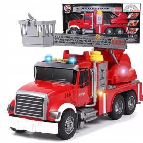    Grande automobile dei vigili del fuoco FLUSSI ACQUA LUCE SUONO GUIDA Enorme CAMION DEI POMPIERI