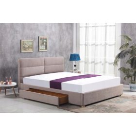    Letto matrimoniale imbottito Halmar Merida 160x200 tonalità del beige