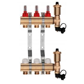    Collettore in ottone per riscaldamento a pavimento, 3 sezioni