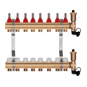    Collettore in ottone per riscaldamento a pavimento, 8 sezioni