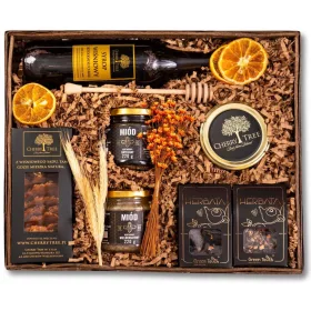    CESTINO REGALO tè, sciroppo di ciliegia, miele, marmellata, biscotti alla ciliegia