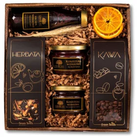    CESTINO REGALO set regalo tè caffè marmellata di ciliegie e succo nfc