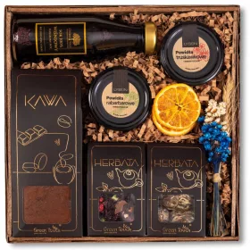    CESTINO REGALO SET DI FIORI DI TÈ CAFFÈ SUCCO MARMELLATA FIORI regalo