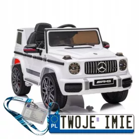    Auto a batteria per bambini Mercedes G63, bianca, ruote in morbida pelle EVA