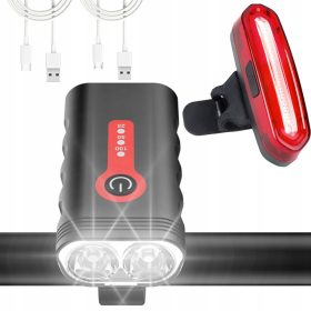    SET LUCI BICICLETTA LAMPADA ANTERIORE PER MANUBRIO LAMPADA POSTERIORE A LED RUOTABILE