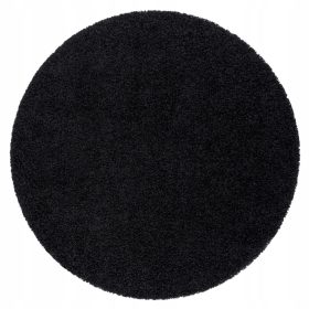  Tappeto rotondo a pelo lungo nero, cerchio 80 cm