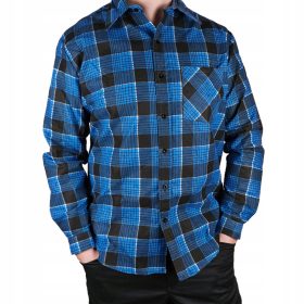   Camicia da lavoro in flanella da uomo 100% COTONE camicia a quadri blu -3XL