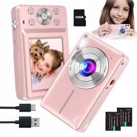    FOTOCAMERA DIGITALE PER BAMBINI FOTOCAMERA PER BAMBINI ROSA + SCHEDA DA 32GB