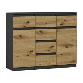    Cassettiera moderna Mobene 120 x 40 x 98 cm antracite, rovere artigianale opaco