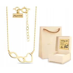    BELLISSIMA COLLANA IN ORO CON CUORE E INFINITO INCISIONE 8KT 333
