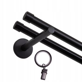    BASTONE PER TENDE DOPPIO 160cm, 19mm+19mm NERO BIANCO ARGENTO MODERNO SMART