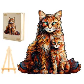    PUZZLE IN LEGNO GRANDE 220 PEZZI FAMIGLIA MAINE COON IN SCATOLA DI LEGNO