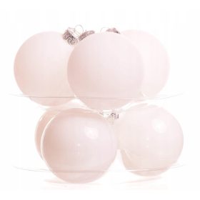    Palline di vetro bianco artico da 80 mm, 6 pezzi, per l'albero di Natale