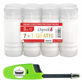   BISPOL Ricarica di paraffina per candele WP3 72h, 8 pezzi + Accendicandele retrattile in omaggio!