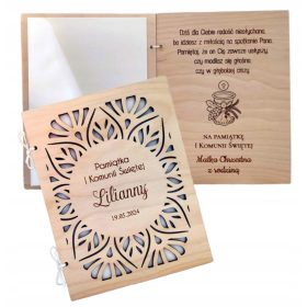    Ricordo della Santa Comunione, biglietto di legno, regalo di comunione