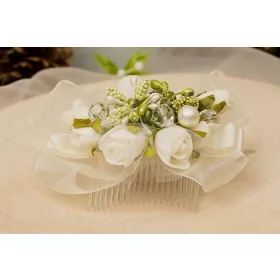    Bellissimo pettine per capelli, decorazione per comunione, rose bianche, matrimonio, comunione