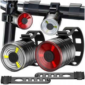    LAMPADA BICI ANTERIORE + POSTERIORE LUCI BICI A LED PER SET MANUBRIO + OROLOGIO