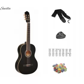  CHITARRA CLASSICA SIVIGLIA 4/4 NERA MAT + REGALI OMAGGIO