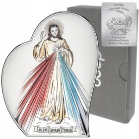    Quadretto in argento, Gesù Misericordioso, Gesù, confido in Te, regalo della Prima Comunione, INCISIONE