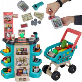    Carrello della spesa del supermercato, accessori per registratori di cassa, giocattolo per bambini, 47 pz