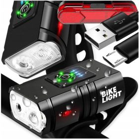    Potente lampada BIKE Luce LED anteriore + torcia posteriore BIKE manubrio USB