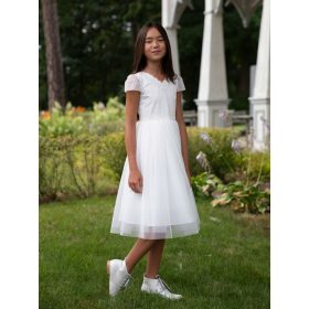    SLY 4SM-06A abito da comunione bianco, semplice, decorazioni midi, celebrazione 146