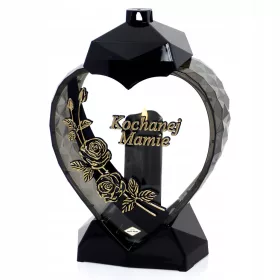    Un'elegante candela per la mamma a forma di cuore con fiore rosa, color oro