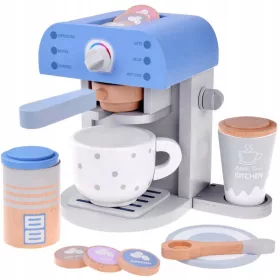    Macchina da caffè in legno blu con tazza, piccoli elettrodomestici ZA4834
